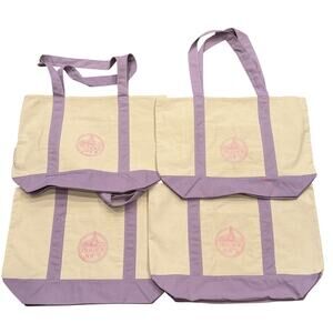 4 Large 14”x21” Trader Joe's Viral Lavender Purple Canvas Tote Bags 2026 Spring